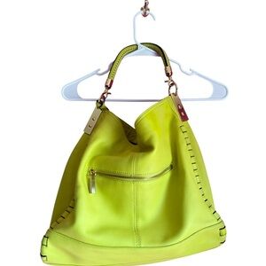 Vince Camuto Lime Green Genuine Leather Hobo Bag